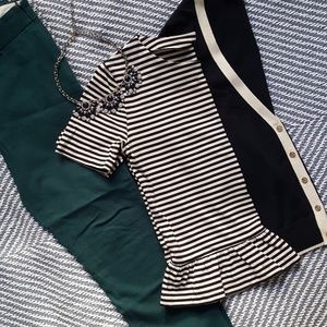 J.Crew Striped Peplum Top